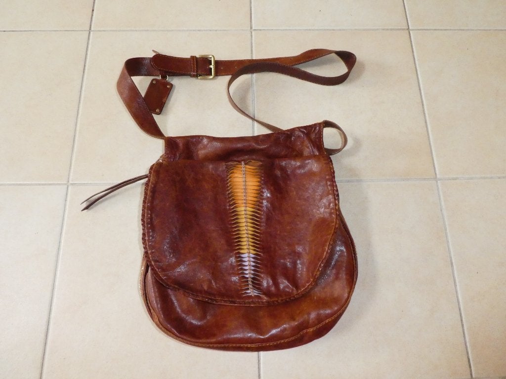 Hugo Boss dames schoudertas cognackleur echt leer, Overige merken, Gebruikt, Bruin, Verzenden