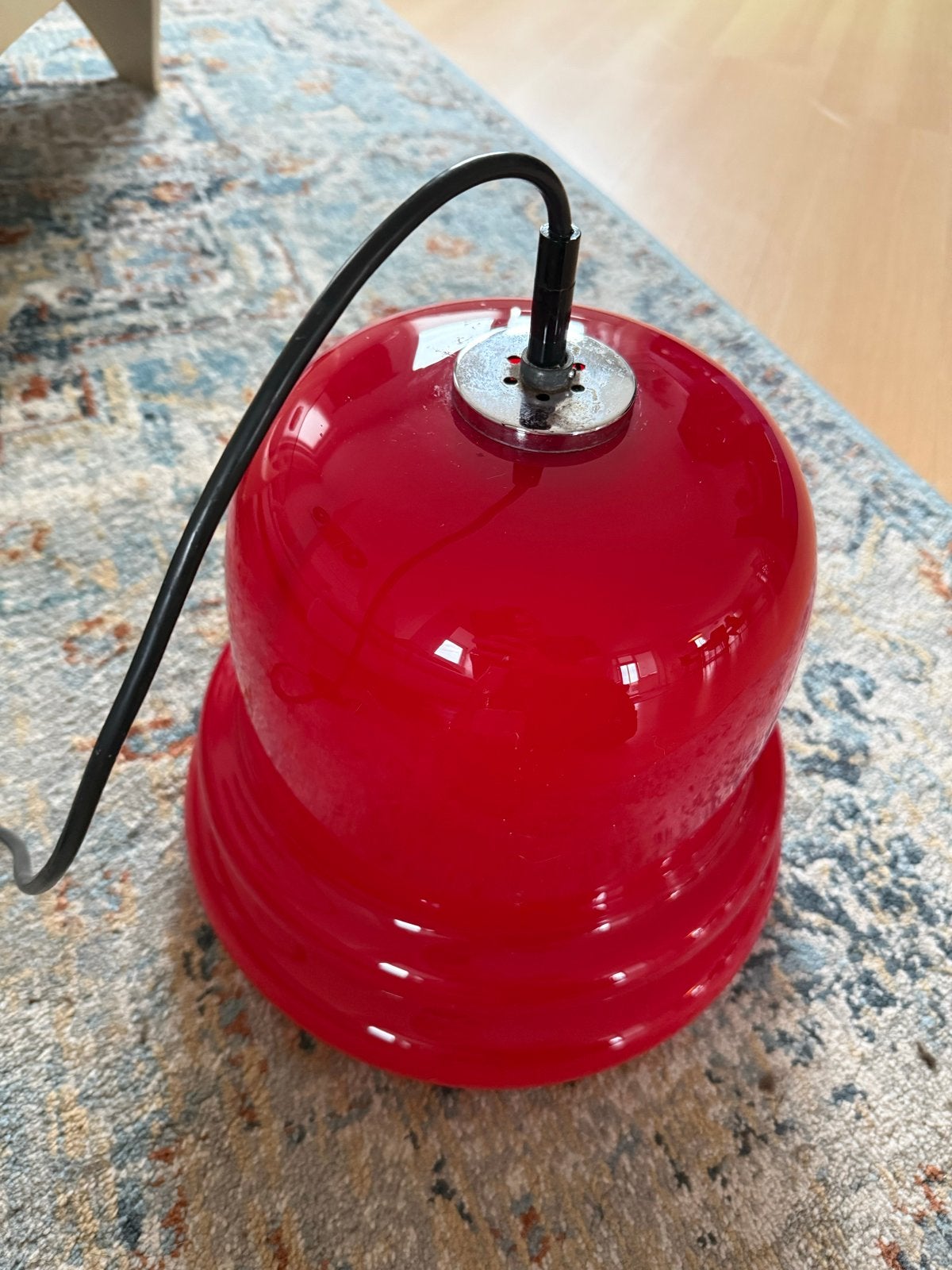 Rode hanglamp - Vintage design, Ophalen, Gebruikt, Kunststof, E27 (groot)