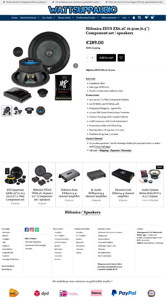 Hifonics ZEUS ZX6.2C 16.5cm (6.5'') Composet /speakers, Auto diversen, Autospeakers, Audio Design, Nieuw, Am Breilingsweg 3, 76709 Kronau, Duitsland