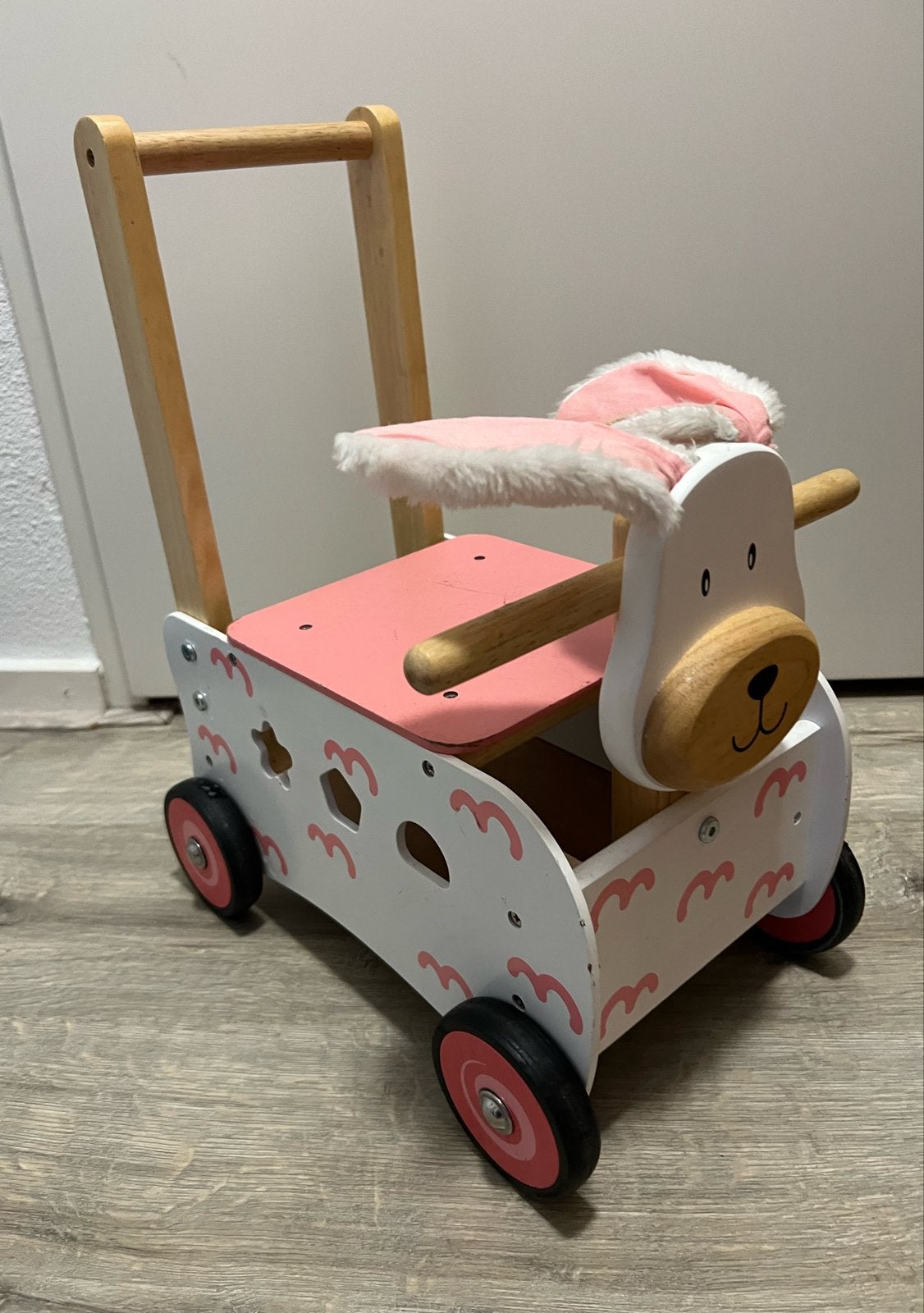 Houten loopwagen konijn met zachte oren, Ophalen, Gebruikt, Overige typen, Met wieltjes