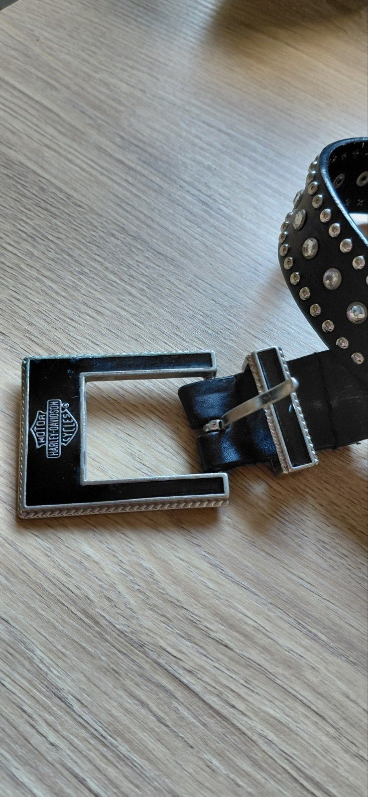 Leren zwarte Dames Harley Davidson Riem met studs en strass, Ophalen, Harley Davidson, 100 cm of meer, Zo goed als nieuw