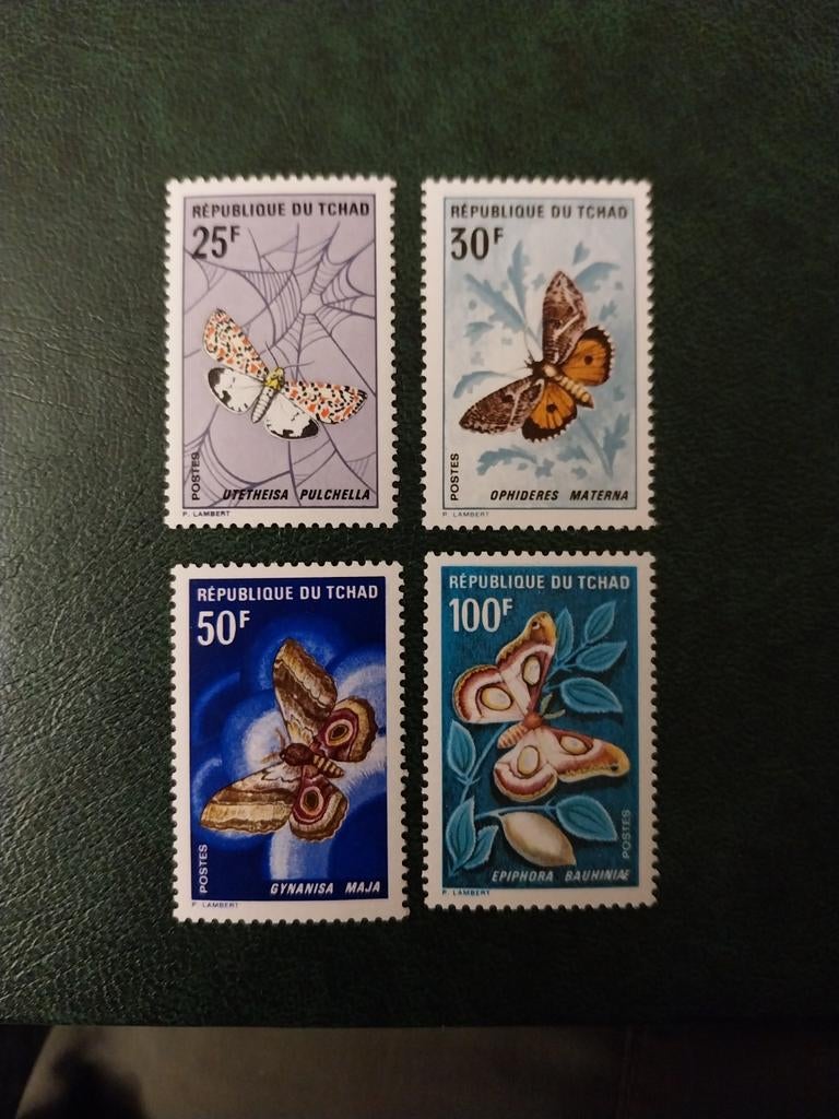 Tchad 207-210 vlinders 1968 postfris mi 32 eu, Postzegels en Munten, Ophalen of Verzenden, Dier of Natuur