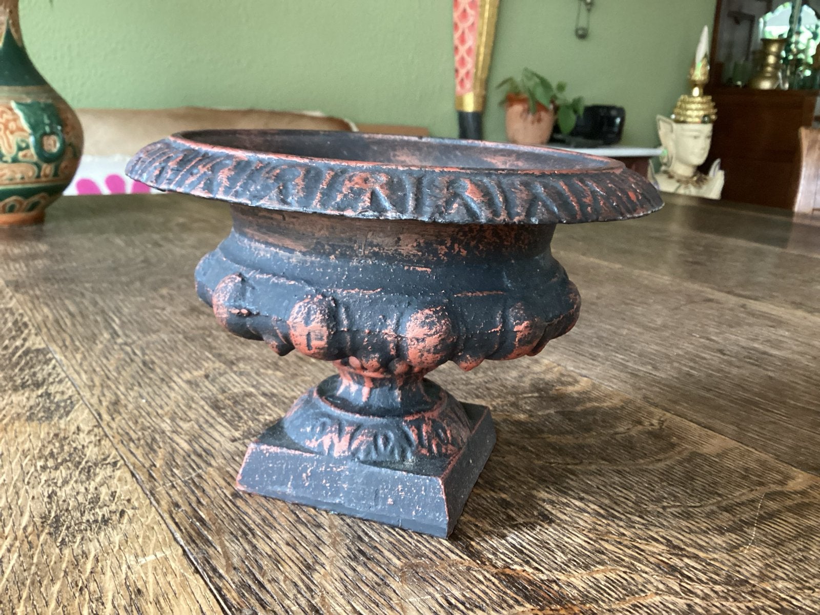 Gietijzeren oude plantenbak 14 H doorsnee 17 cm € 14, Ophalen of Verzenden