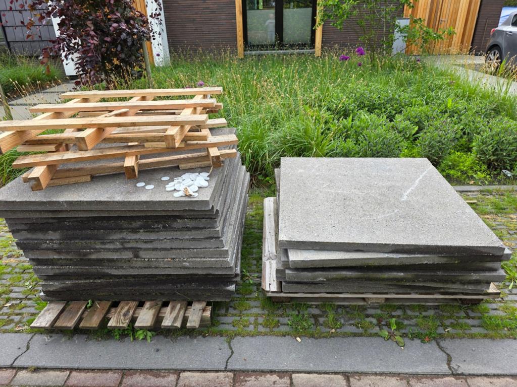 Tegels beton 100 x 100 x 5 grijs  - 20 stuks, Ophalen, Gebruikt, Beton, Terrastegels