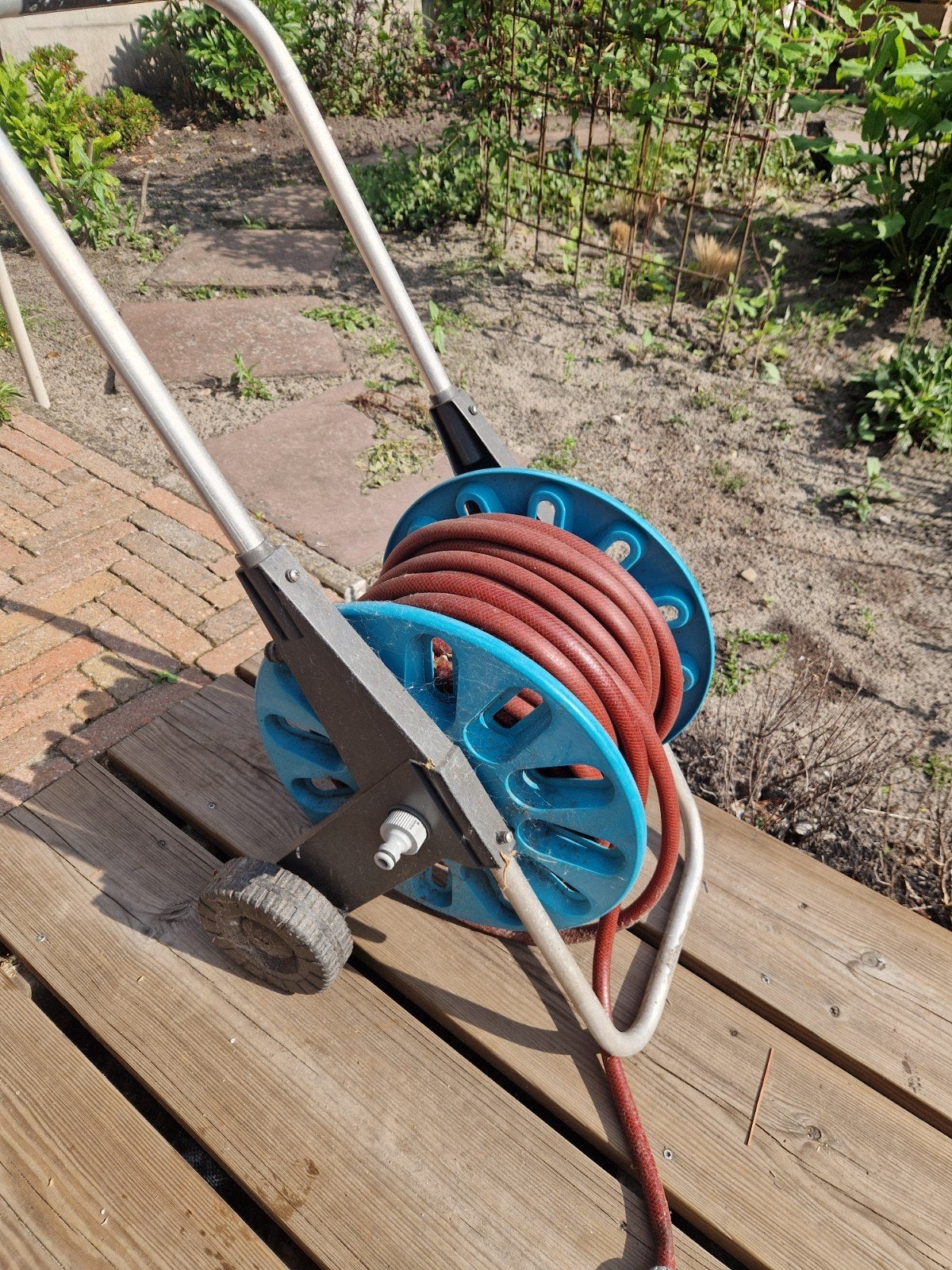 Gardena Slanghaspel met Tuinslang - Handig en Mobiel, Ophalen of Verzenden, Gebruikt, Tuinslanghaspel