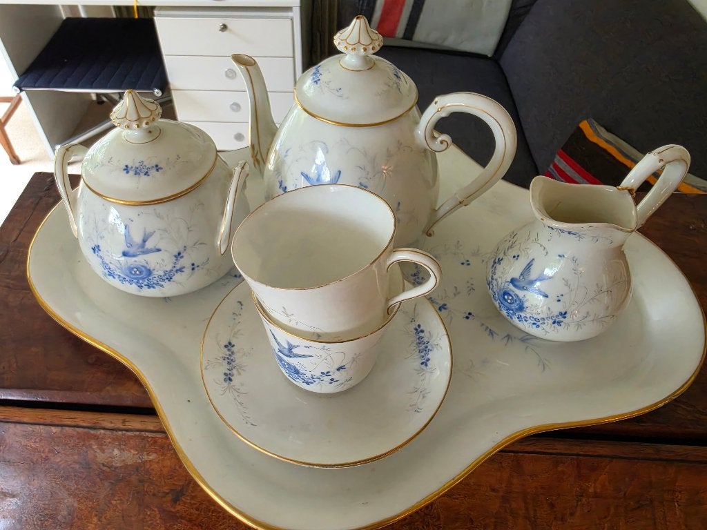 Tête-à-tête theeservies 2 personen Limoges 1890-1910, Ophalen of Verzenden