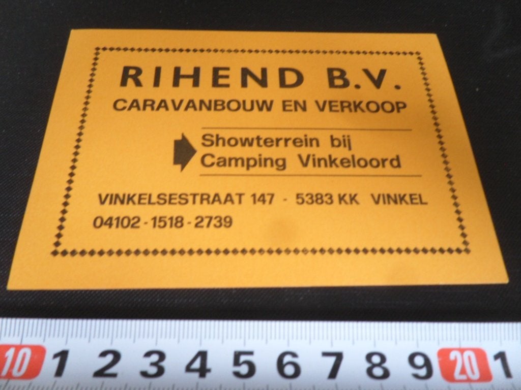 sticker vinkel RIHEND BV caravanbouw en verkoop vinkeloord *, Ophalen of Verzenden, Zo goed als nieuw