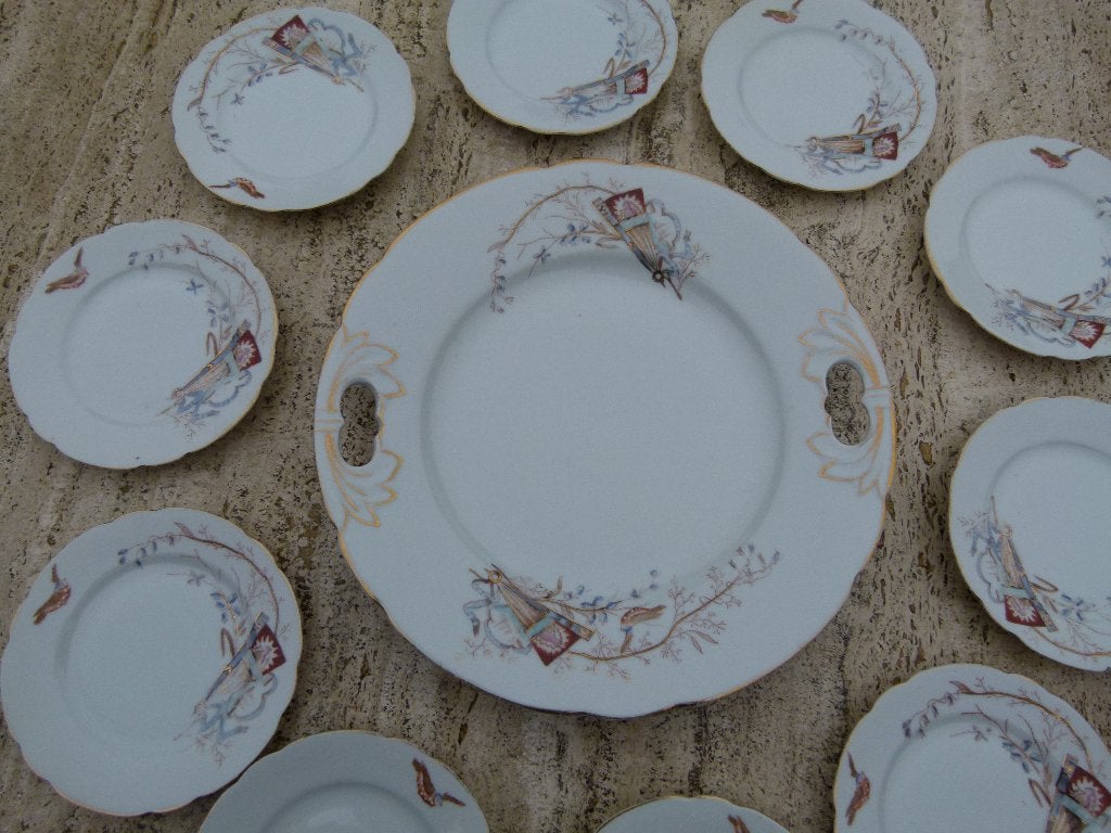 Prachtig Mosa Gebakstel Decor 110 met Vogels en Vliegers, Ophalen of Verzenden