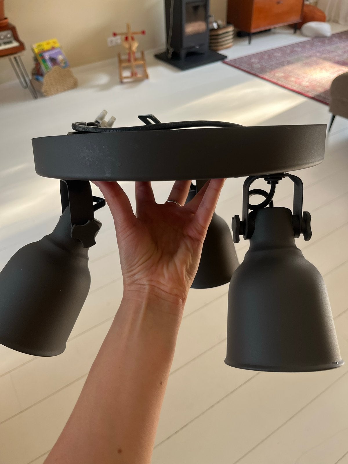IKEA Hektar plafondlamp rond met 3 spots (incl. lampen), Ophalen, Zo goed als nieuw