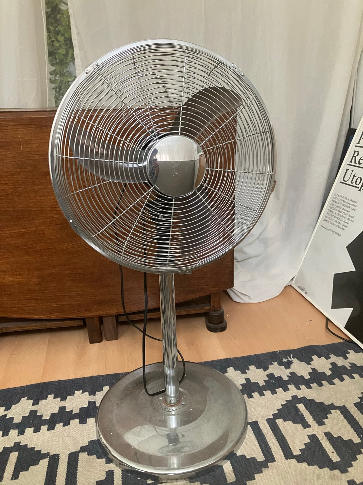 Werkend vintage Statiefventilator - Chroom Design, Witgoed en Apparatuur, Ophalen, Gebruikt, Statiefventilator