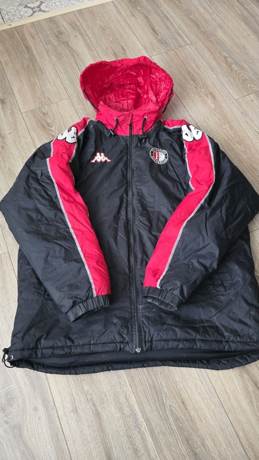 Kappa Feyenoord Winterjas Zwart/Rood Maat XXL, Kappa, Zwart, Overige maten, Ophalen of Verzenden