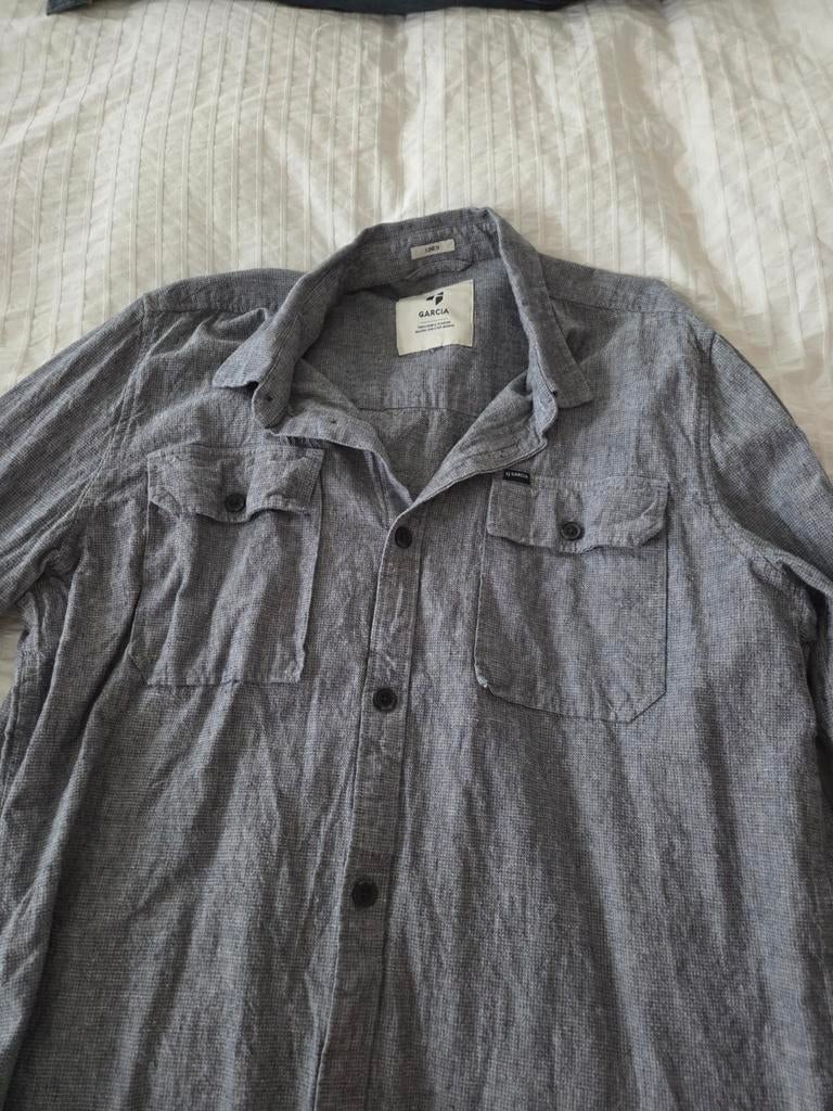 Garcia linnen blouse grijs XL (valt als L), Kleding | Heren, Garcia, Ophalen of Verzenden, Zo goed als nieuw, Grijs