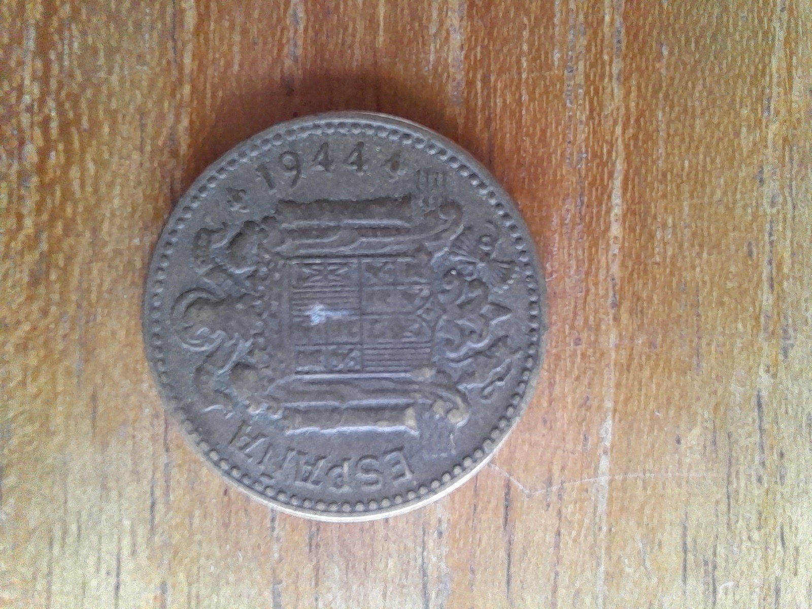 Peseta Espana 1944 ~ Spaanse munt, Ophalen of Verzenden, Overige landen, Losse munt