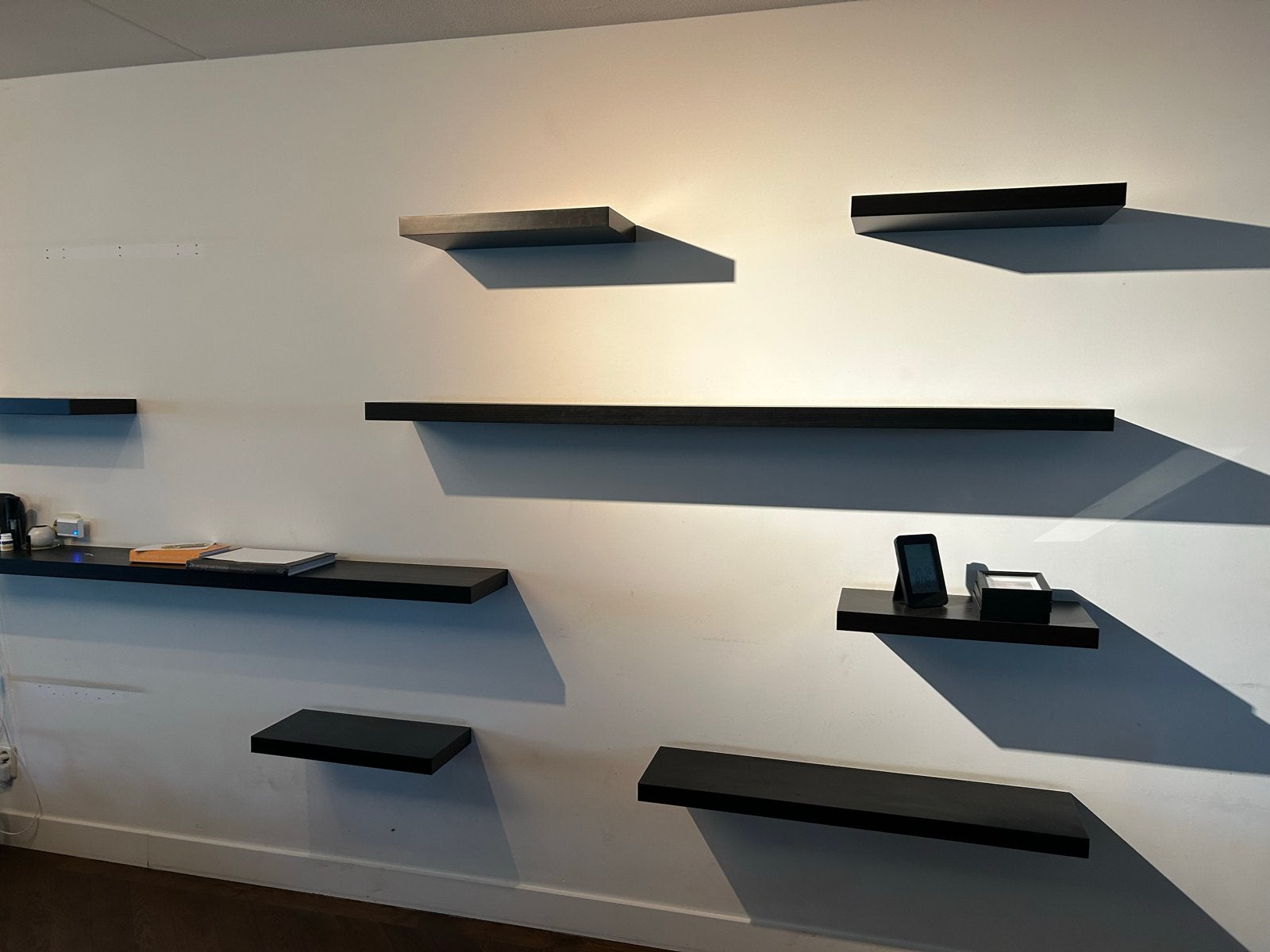 Zwarte wandplanken set - diverse maten, Huis en Inrichting, Woonaccessoires | Wandplanken en Boekenplanken, Ophalen, Gebruikt