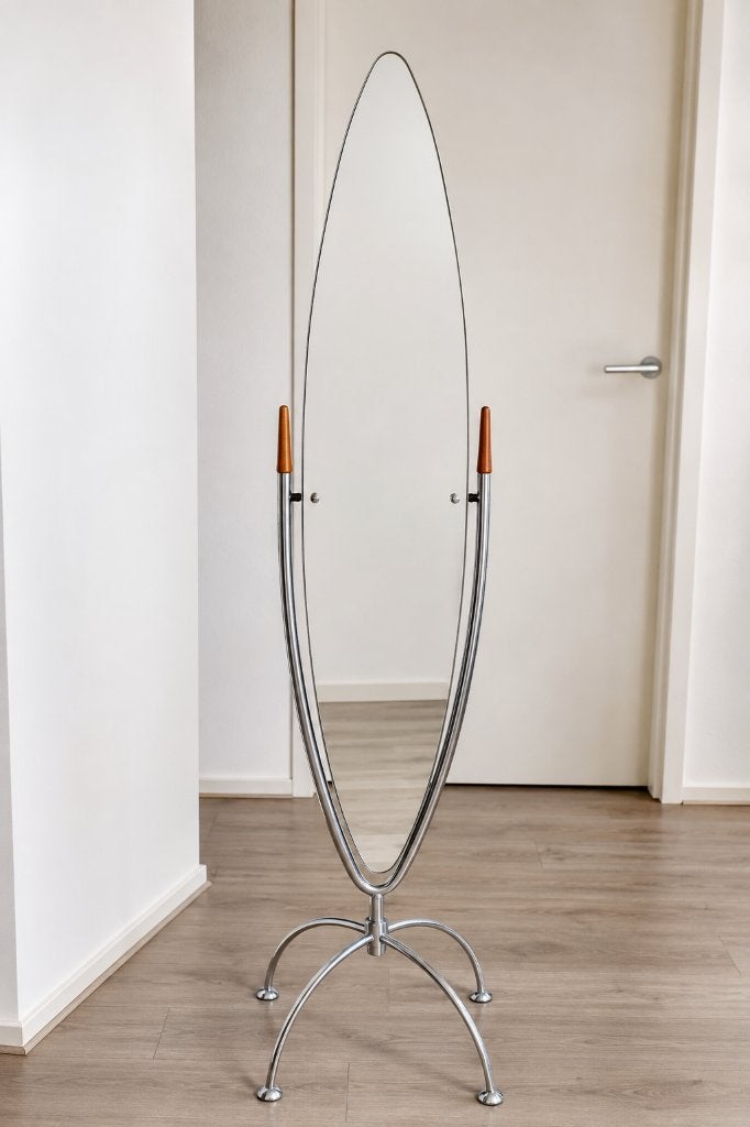 Vintage chromen vloer-, passpiegel / jaren 70/80 – design, Ophalen