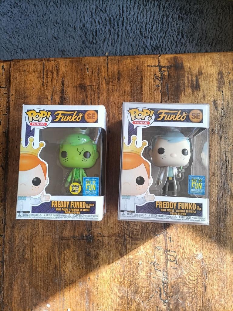 Funko Pop Freddy Funko als Rick & Toxic Rick (2 stuks), Verzamelen, Ophalen of Verzenden, Zo goed als nieuw