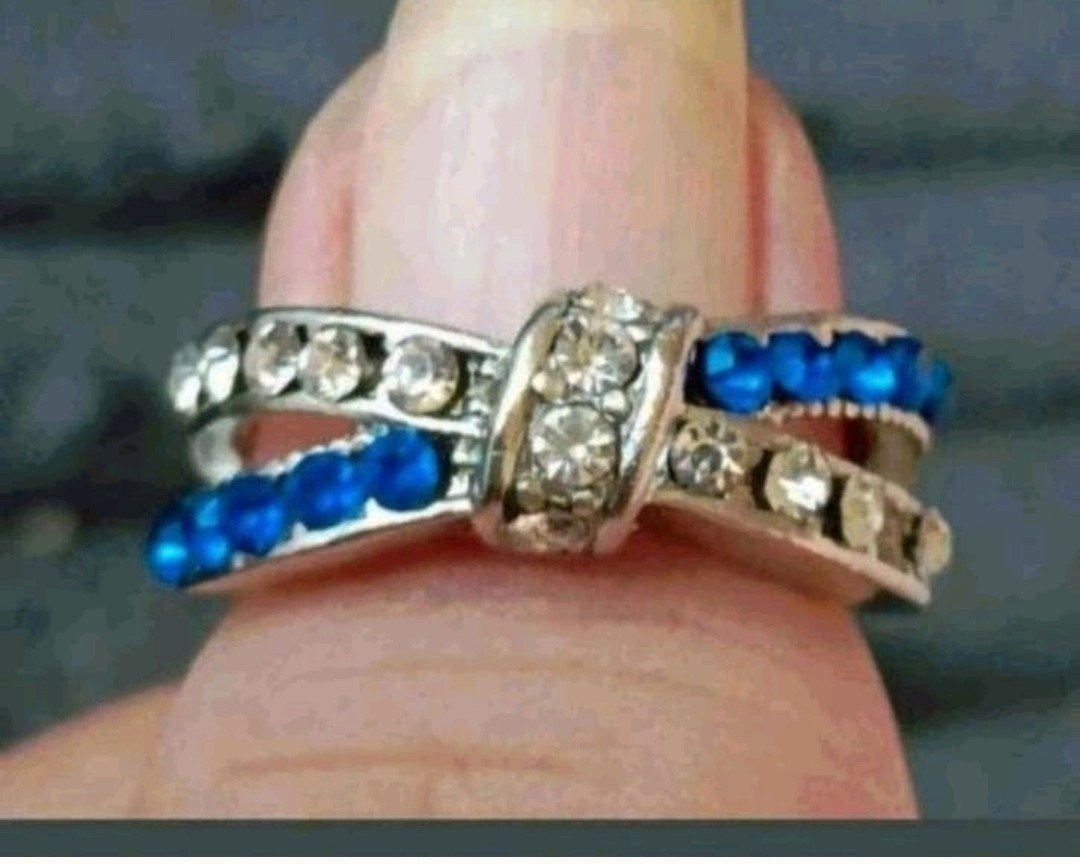Ring saffier maat 16, Verzenden, Nieuw, Zilver