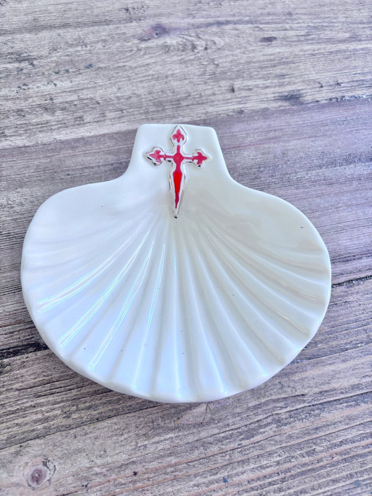 La Giara Ceramiche Schelpvormig Schoteltje met Kruis, Ophalen of Verzenden