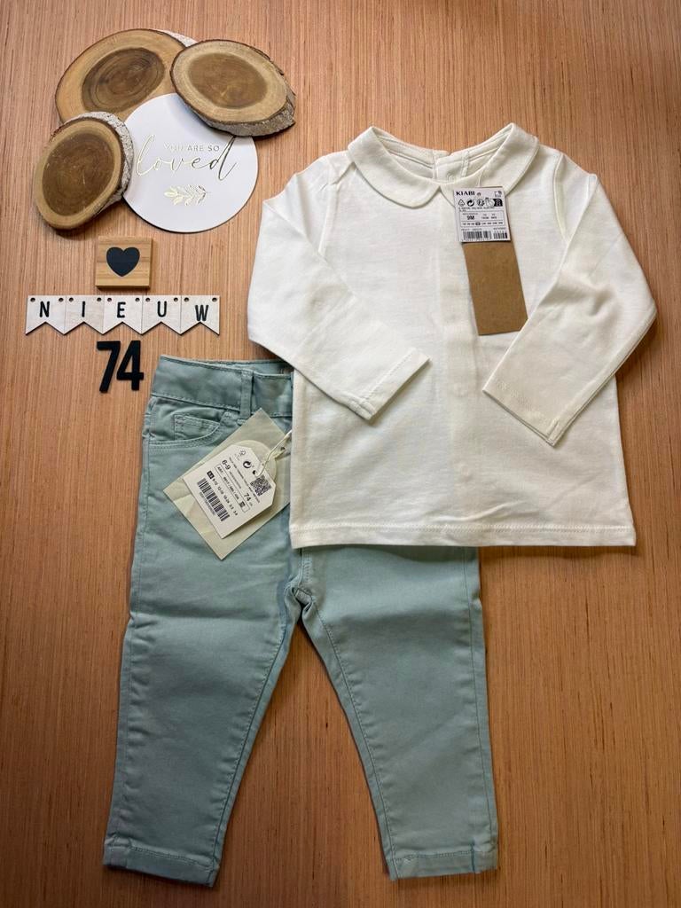 Baby girl setje zara broekje licht, shirtje kiabi maat 74, Ophalen of Verzenden, Nieuw, Meisje, Setje