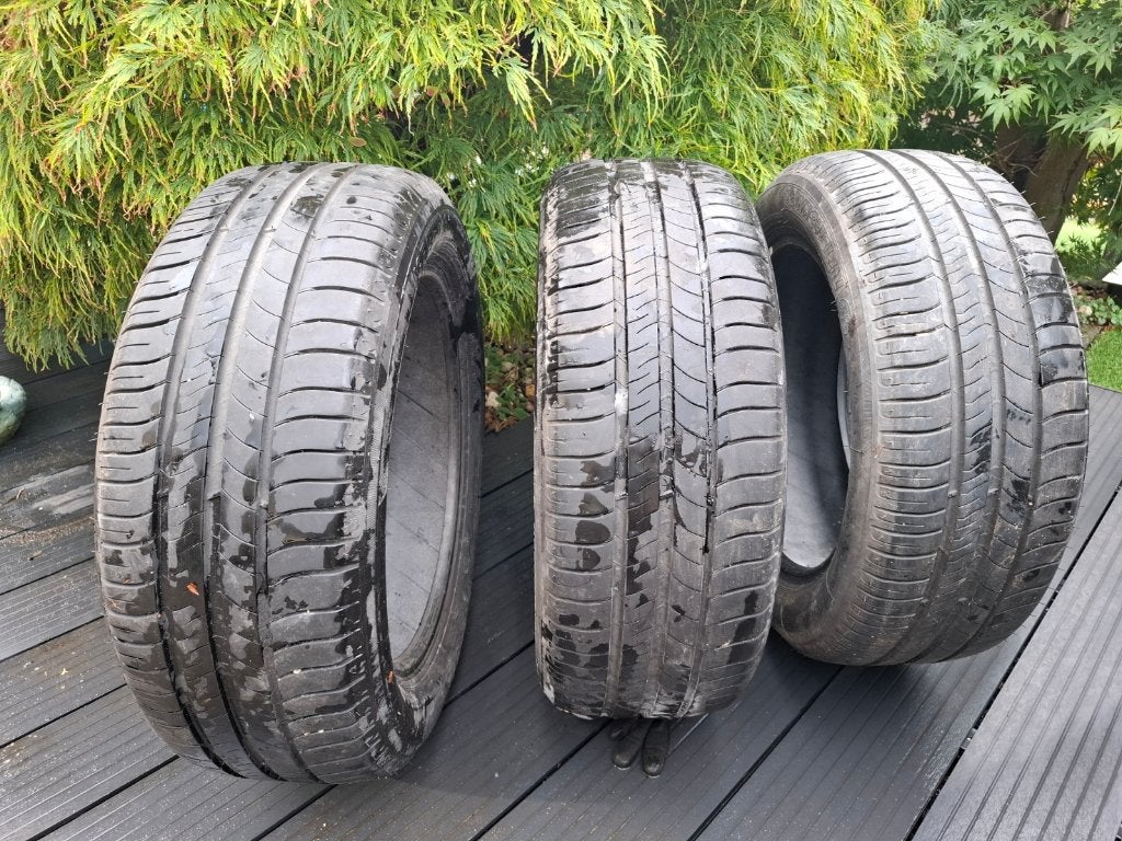 3 Michelin 195/55 R16 en 1 Continental 215/55 R18 95H, Ophalen, Gebruikt, 16 inch, Band(en)
