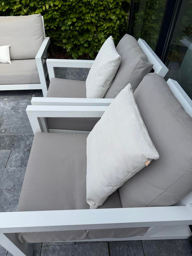 Life Outdoor Living Block loungeset met teakhouten tafel, Tuin en Terras, Tuinsets en Loungesets, 5 zitplaatsen, Teakhout, Ophalen of Verzenden
