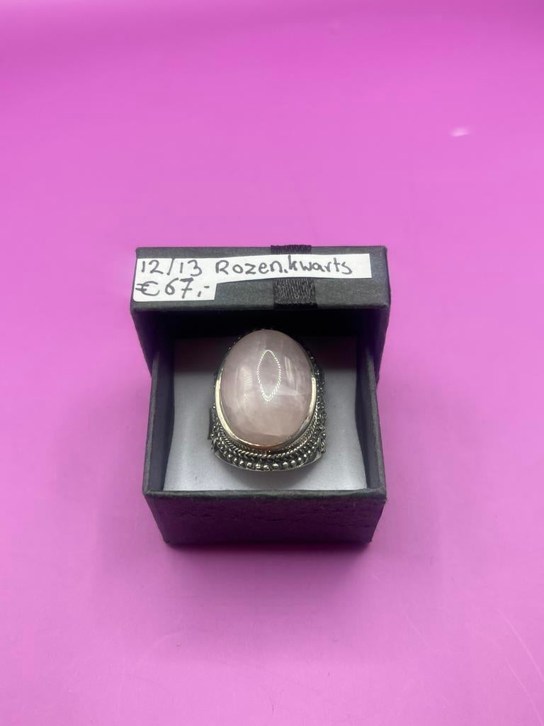 Zilveren ring rozenkwarts maat 12/13, Sieraden, Tassen en Uiterlijk, Antieke sieraden, Ophalen of Verzenden, Zilver, Ring
