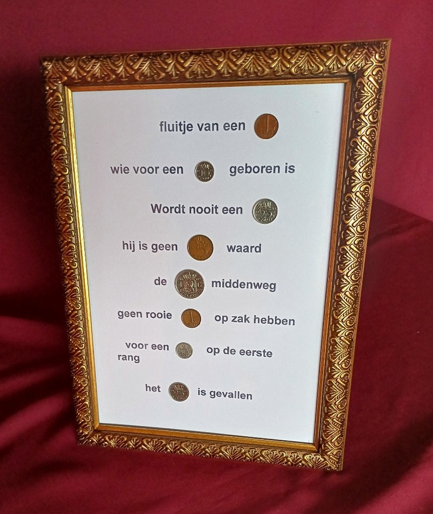 oude spreukbord 34 x 25 cm in mooie lijst, Ophalen of Verzenden