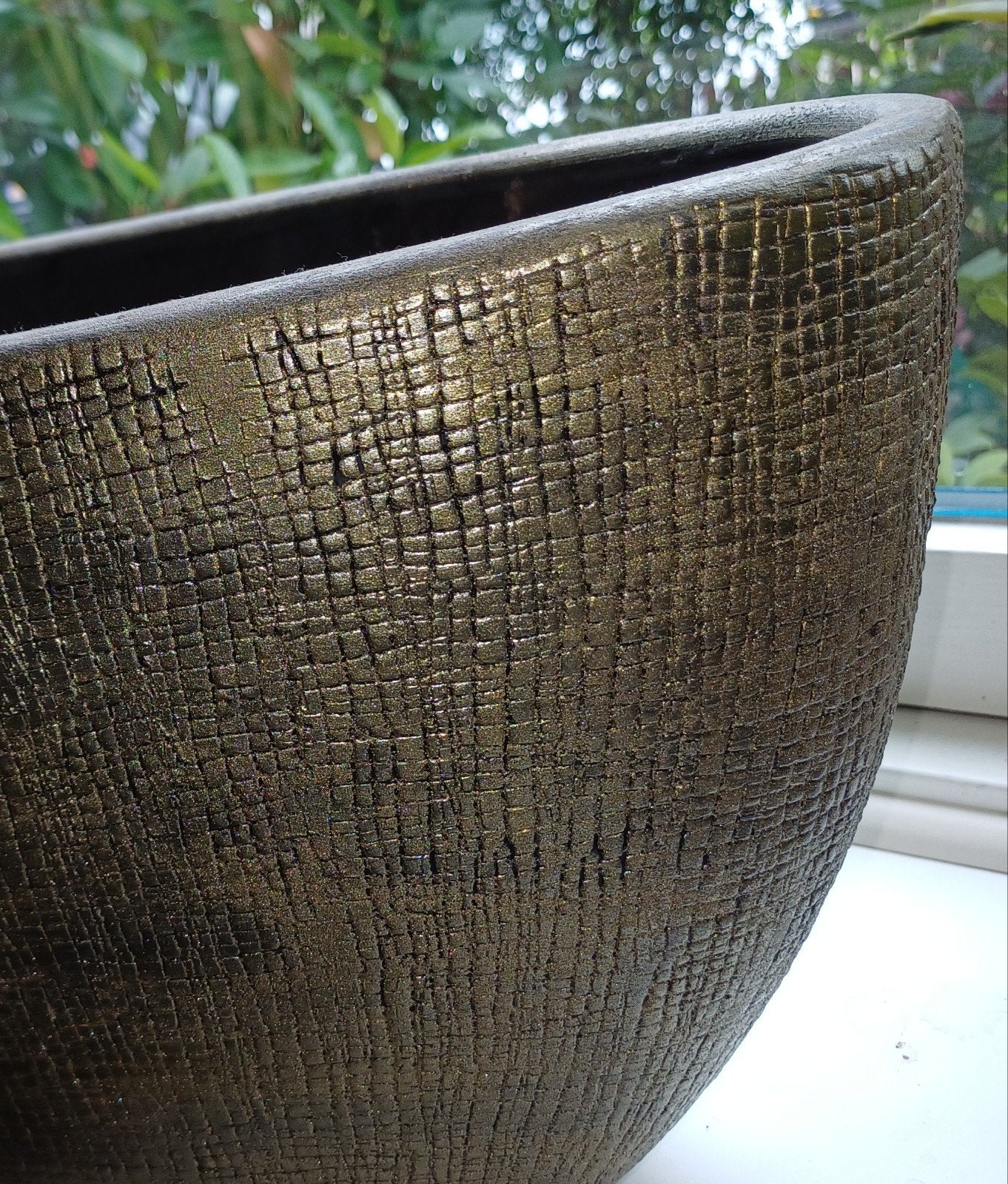 bootvormige plantenpot goudkleurige zgan., Ophalen, Zo goed als nieuw