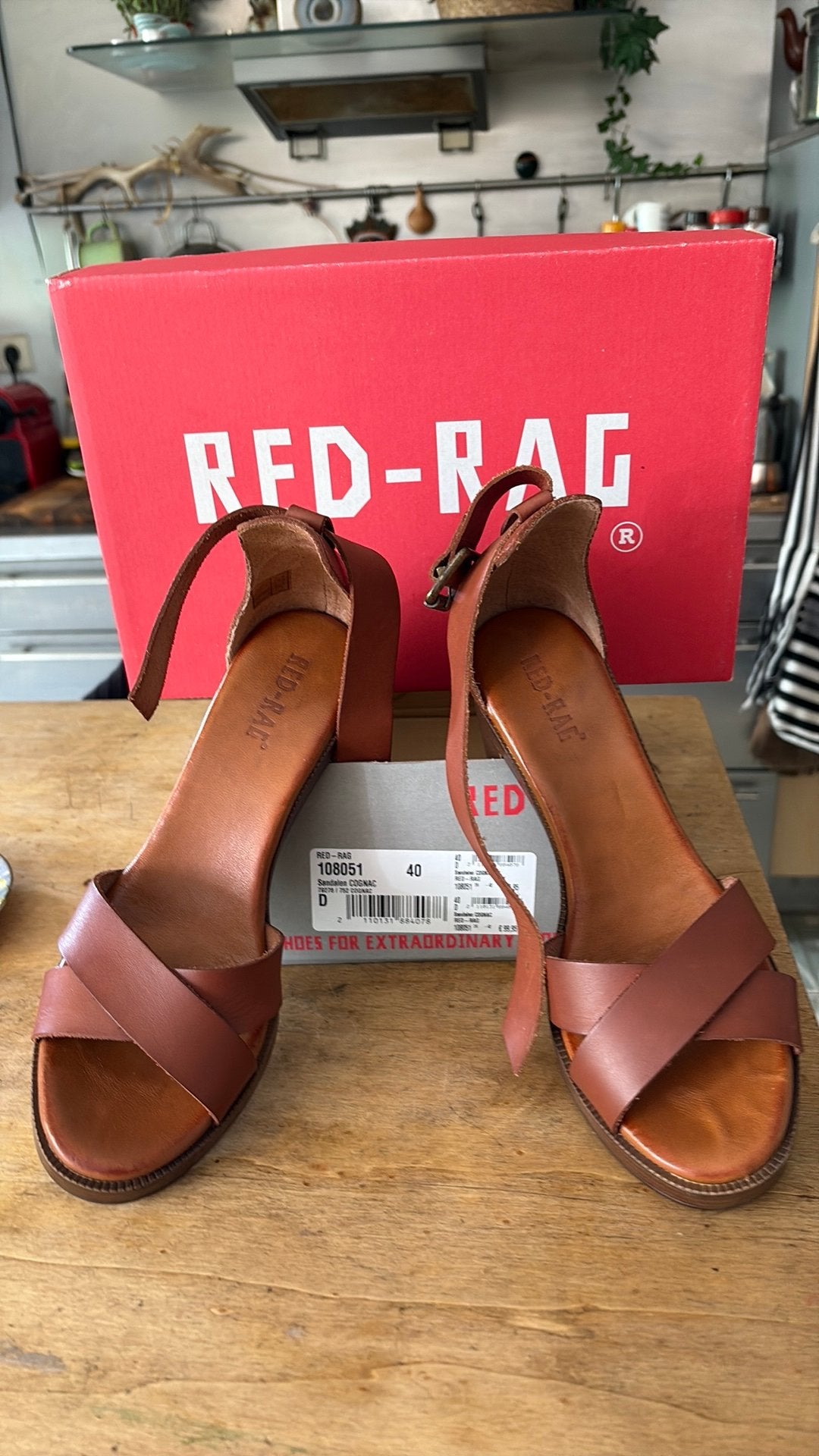 Sandalen cognac red rag, Ophalen of Verzenden, Zo goed als nieuw, Bruin, Sandalen of Muiltjes