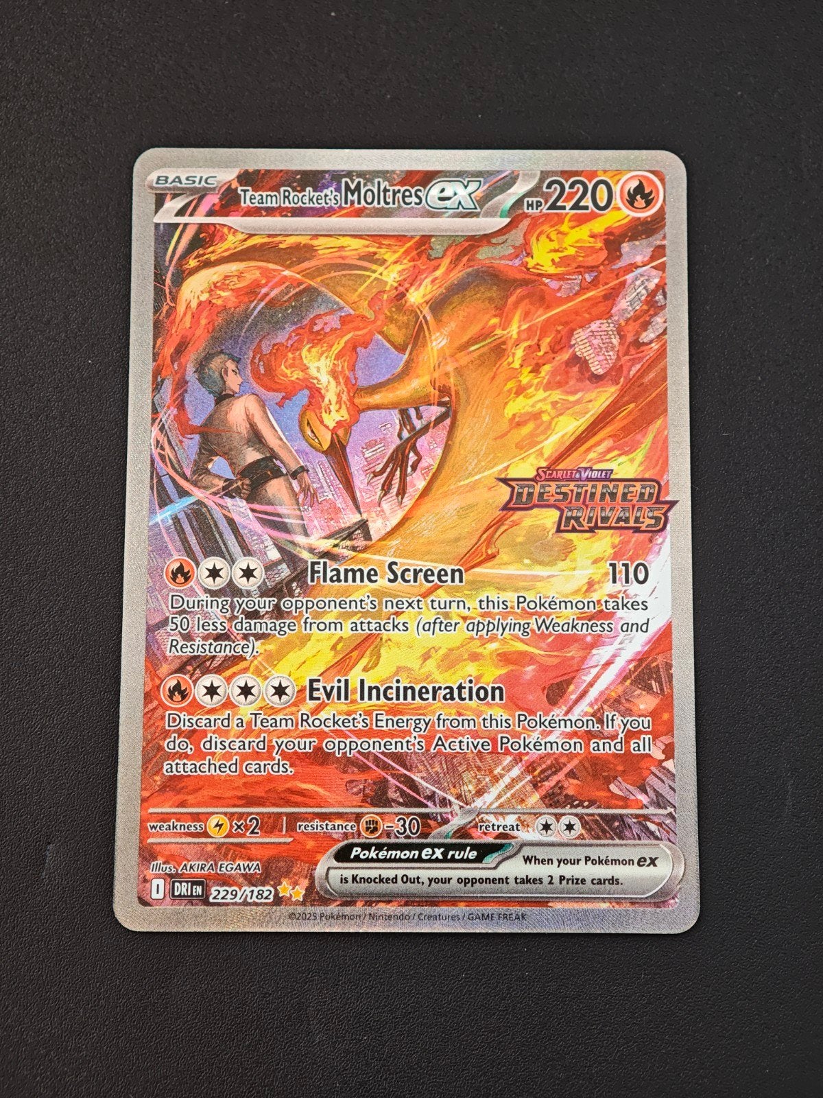 Team Rocket's Moltres ex 229 Destined Rivals, Hobby en Vrije tijd, Verzamelkaartspellen | Pokémon, Ophalen of Verzenden, Zo goed als nieuw