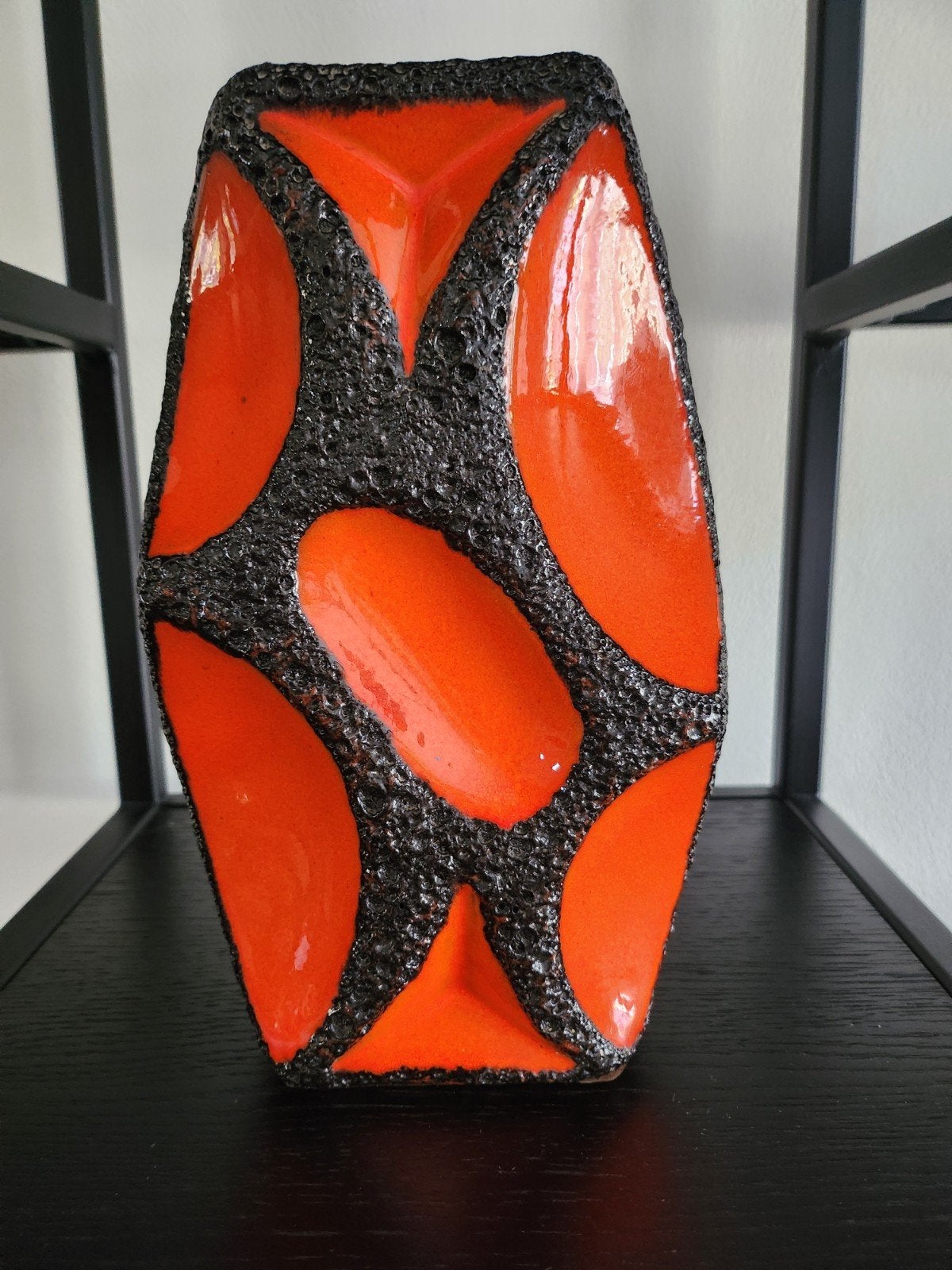 Vintage Roth Keramik Fat Lava Vaas - Oranje/Zwart, Ophalen