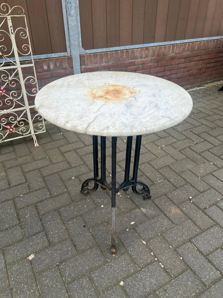 Gietijzer Bistro Tuintafel, Ophalen, Gebruikt, Rond, Metaal