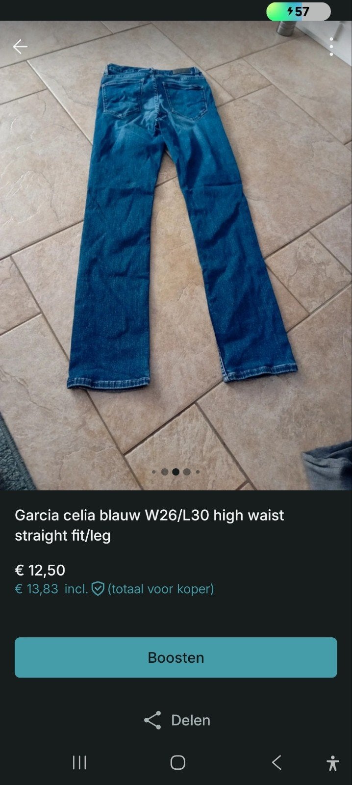 Garcia Celia Blauwe High Waist Straight Fit Jeans W26/L30, Blauw, Ophalen of Verzenden, Zo goed als nieuw, W27 (confectie 34) of kleiner