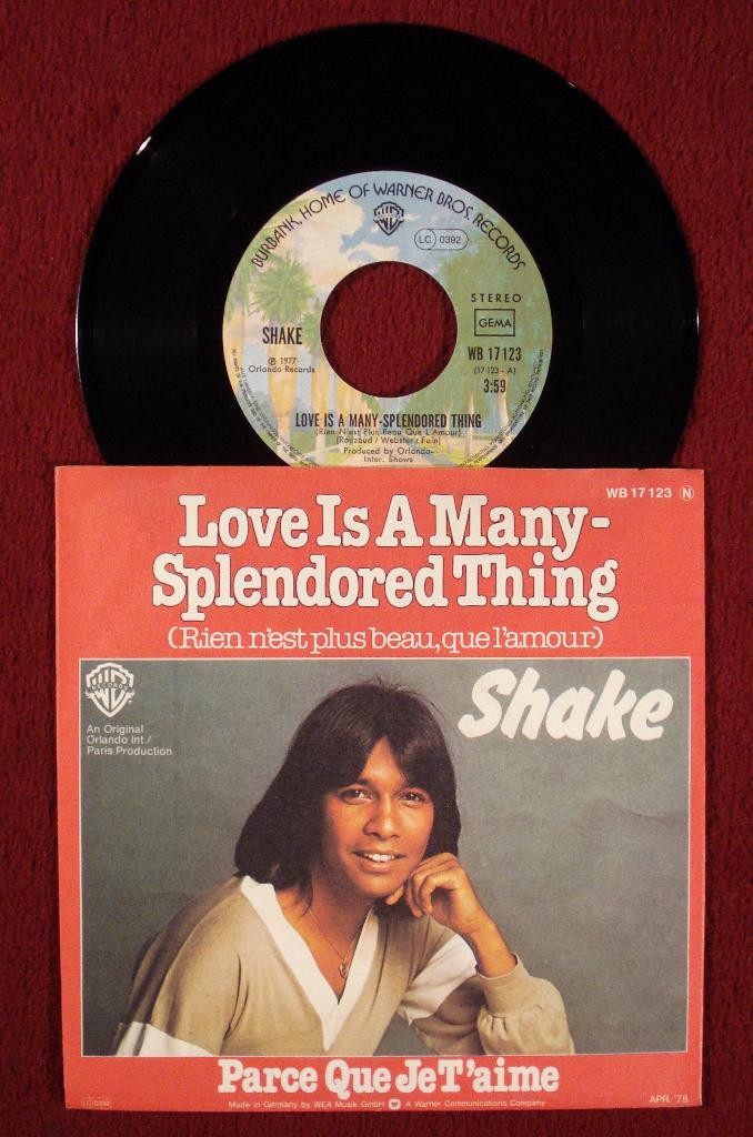 Shake 7" Vinyl Single: Love is a many splendored thing (D), 7 inch, Single, Ophalen of Verzenden, Zo goed als nieuw