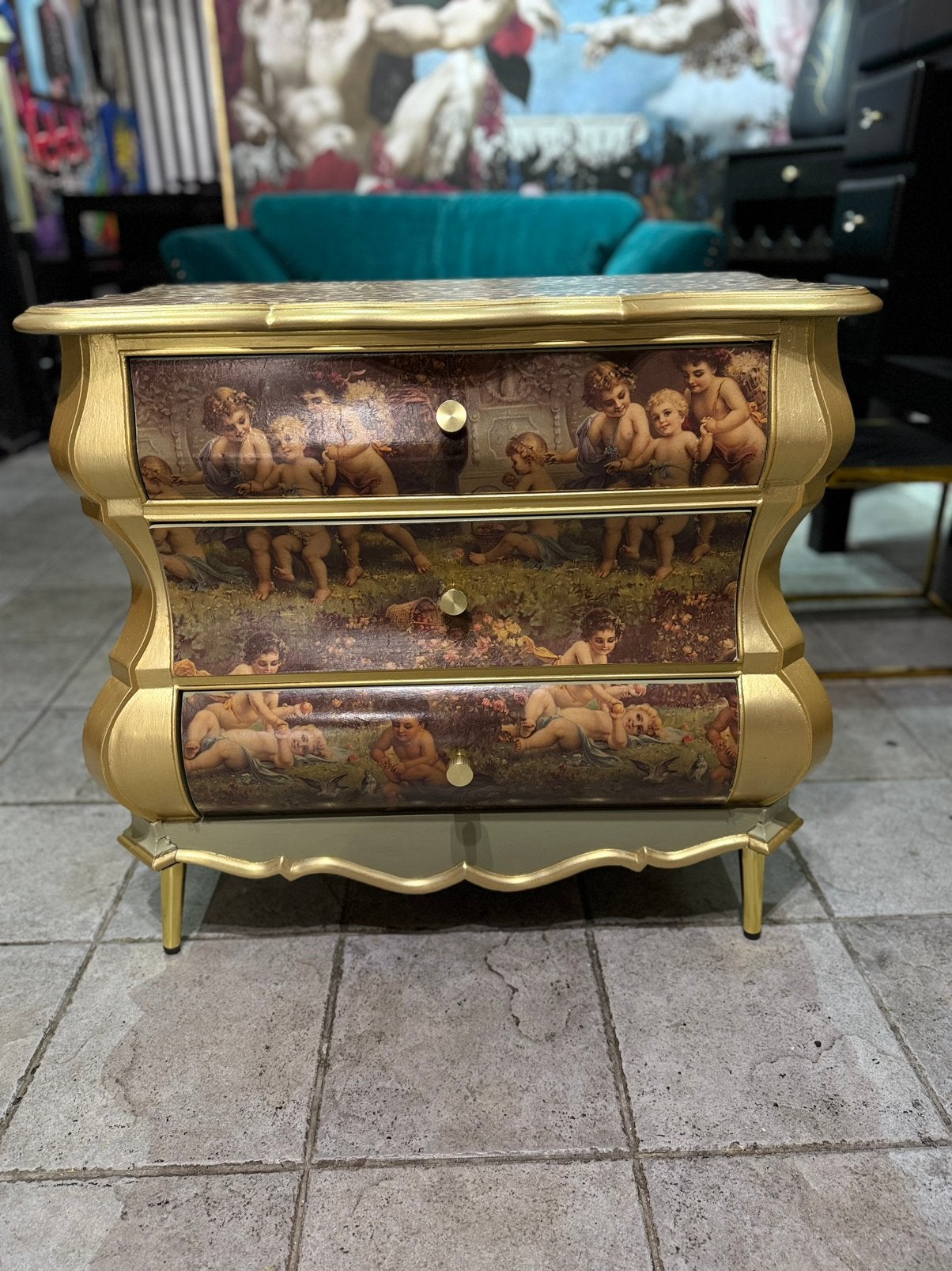 Barok ladekastje met engel print, Huis en Inrichting, Ophalen, Marlons, Eu, 50 tot 100 cm