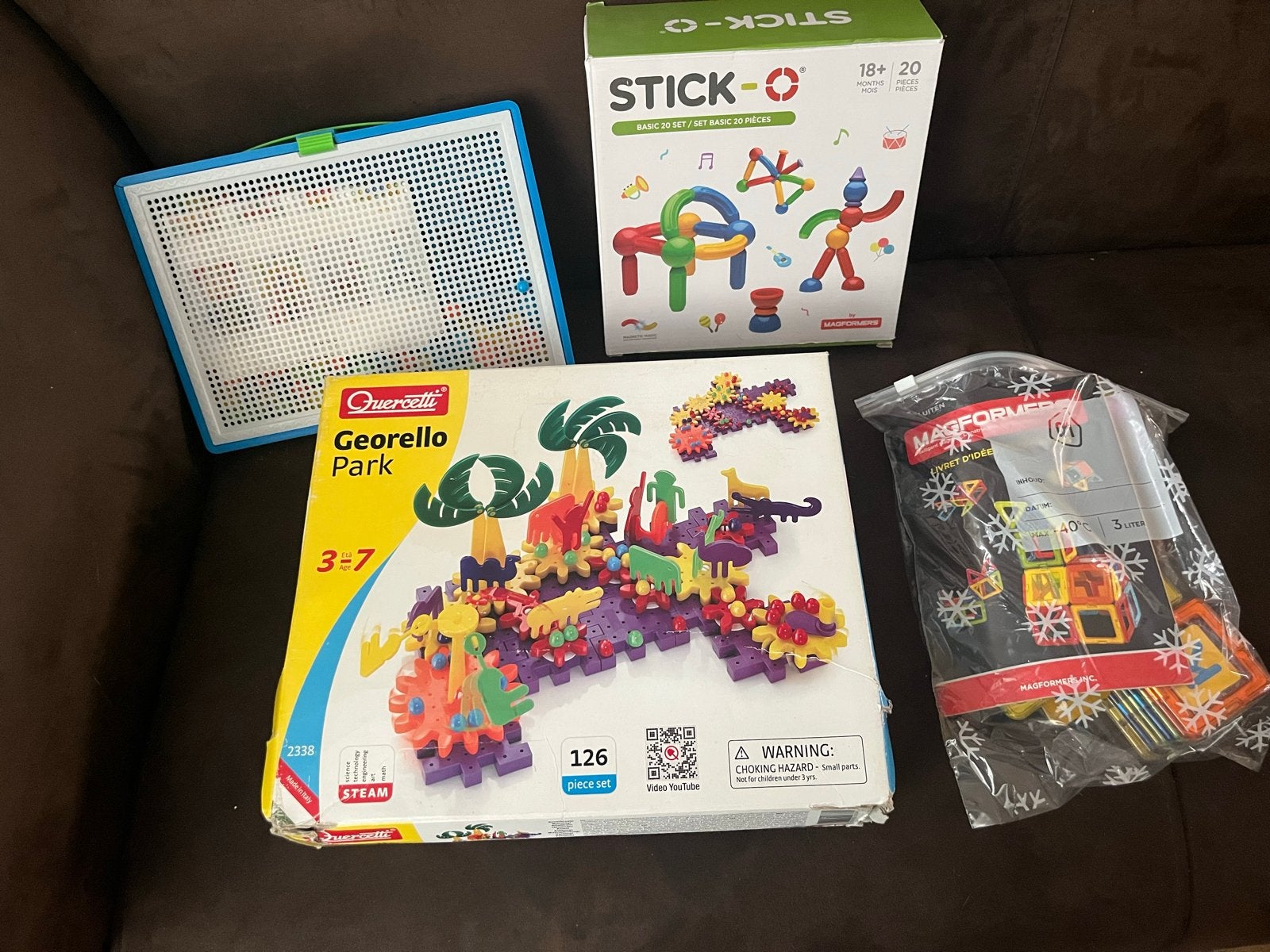 Grote set educatief speelgoed: Quercetti, Stick-O, Magformer, Ophalen of Verzenden, Gebruikt, Knutselen