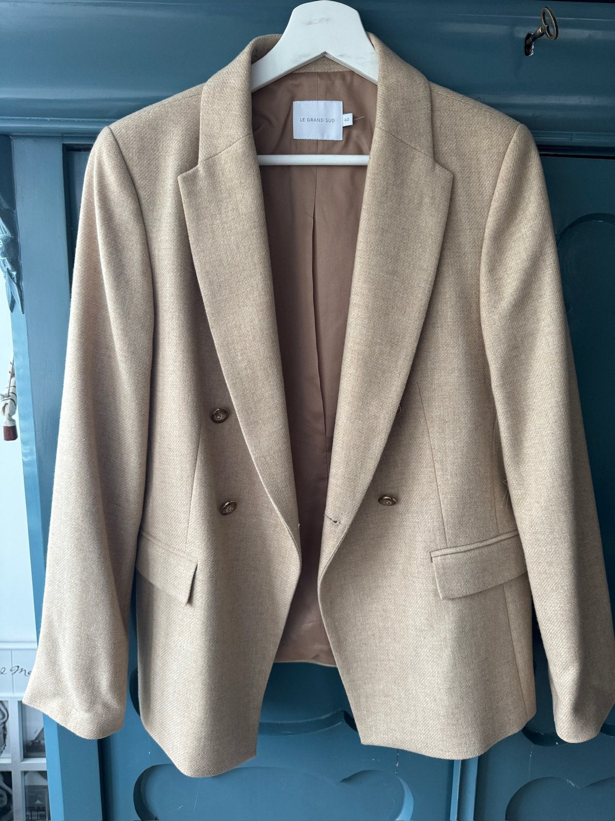 Mooie beige blazer van PURDEY, maat 40, Ophalen of Verzenden, Zo goed als nieuw, Maat 38/40 (M), Beige