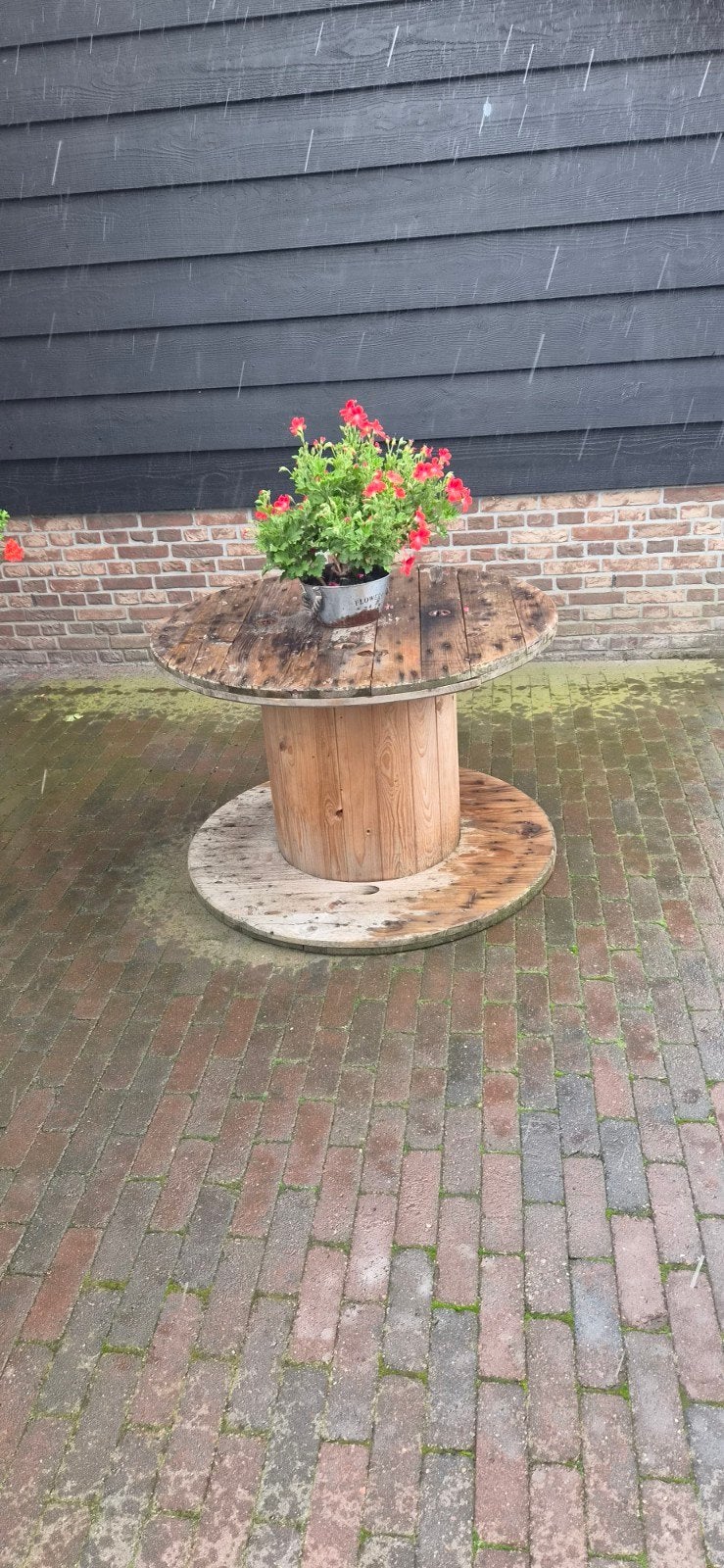 Houten kabelhaspel voor buitentafel, Tuin en Terras, Ophalen of Verzenden, Gebruikt, Rond, Hout