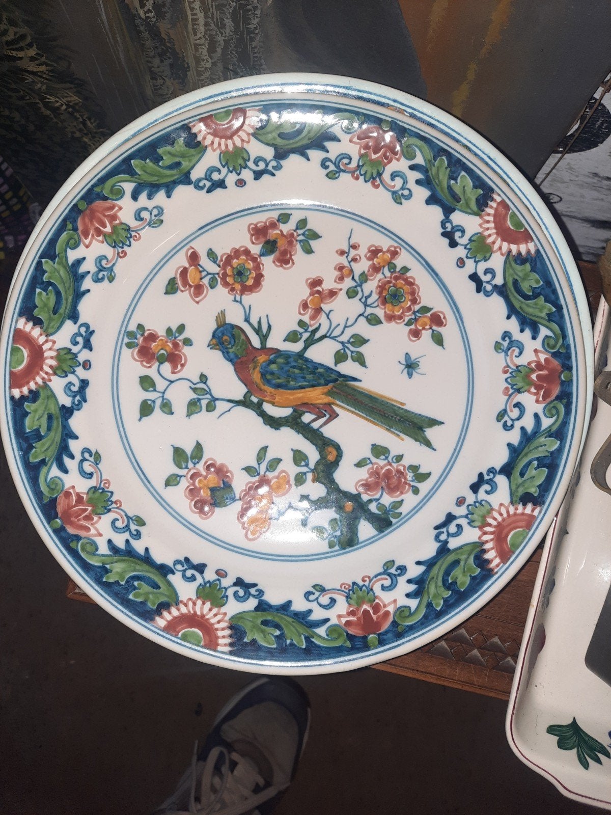 Antiek Makkum Wandbord met Vogeldecoratie, Ophalen of Verzenden