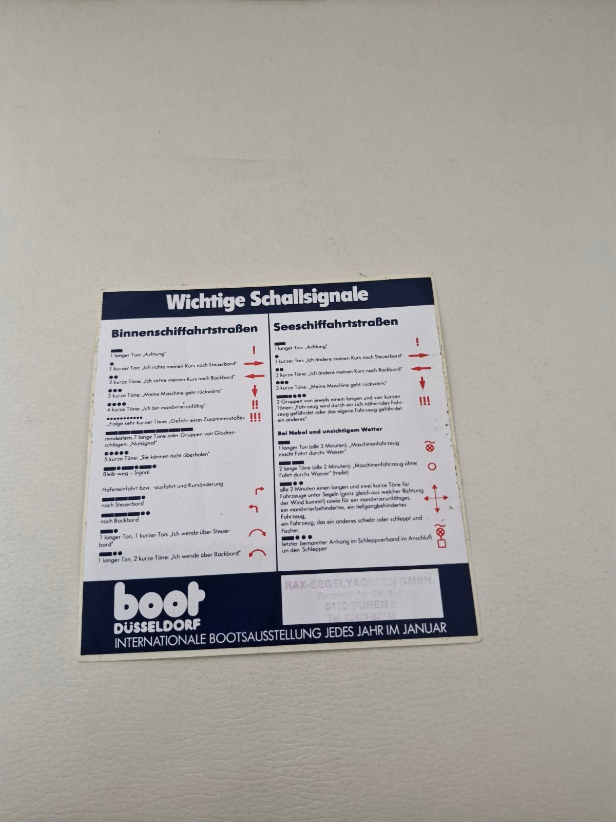 G 061 Sticker: Belangrijke Geluidssignalen Binnen- en Zeevaa, Ophalen of Verzenden, Nieuw, Overige typen