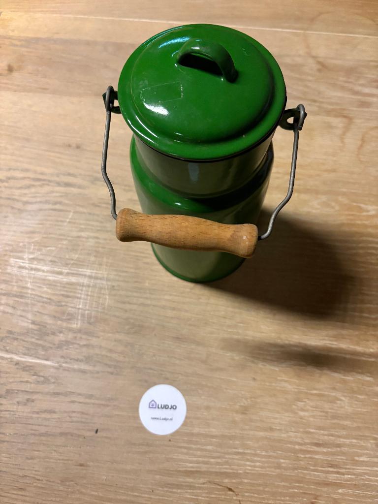 Vintage groene emaille melkbus, Antiek en Kunst, Antiek | Emaille, Ophalen