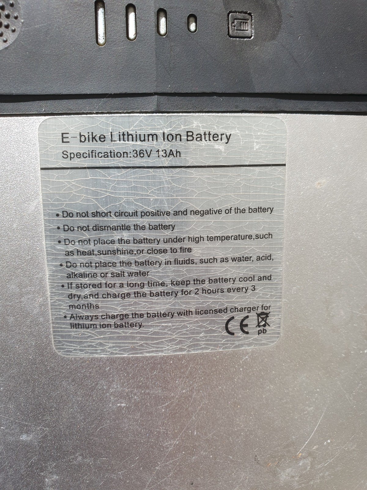 E-bike Lithium Ion Accu 36V 13Ah met Lader, Gebruikt