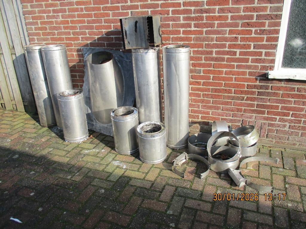Kachelpijpen DW rvs., Ophalen, Houtkachel, Zo goed als nieuw, Vrijstaand