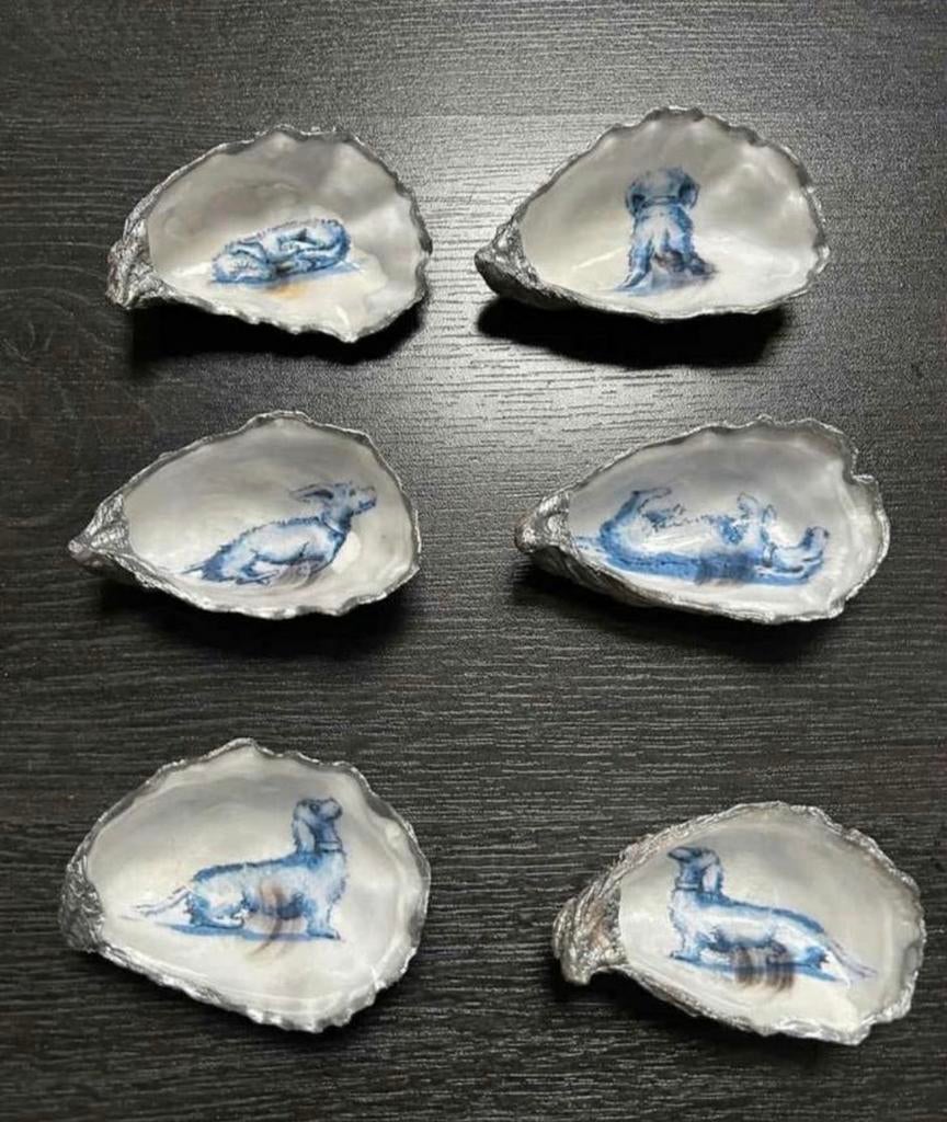 Oesterschelpen met Dierenmotieven vlinder vogels honden, Ophalen of Verzenden, Nieuw