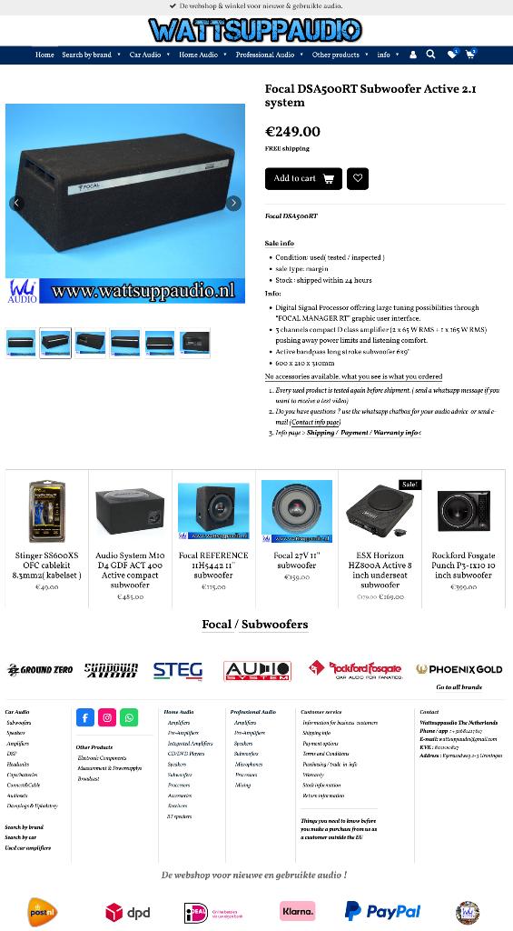 Focal DSA500RT Subwoofer Active 2.1 System, Gebruikt, ., Ophalen of Verzenden, .