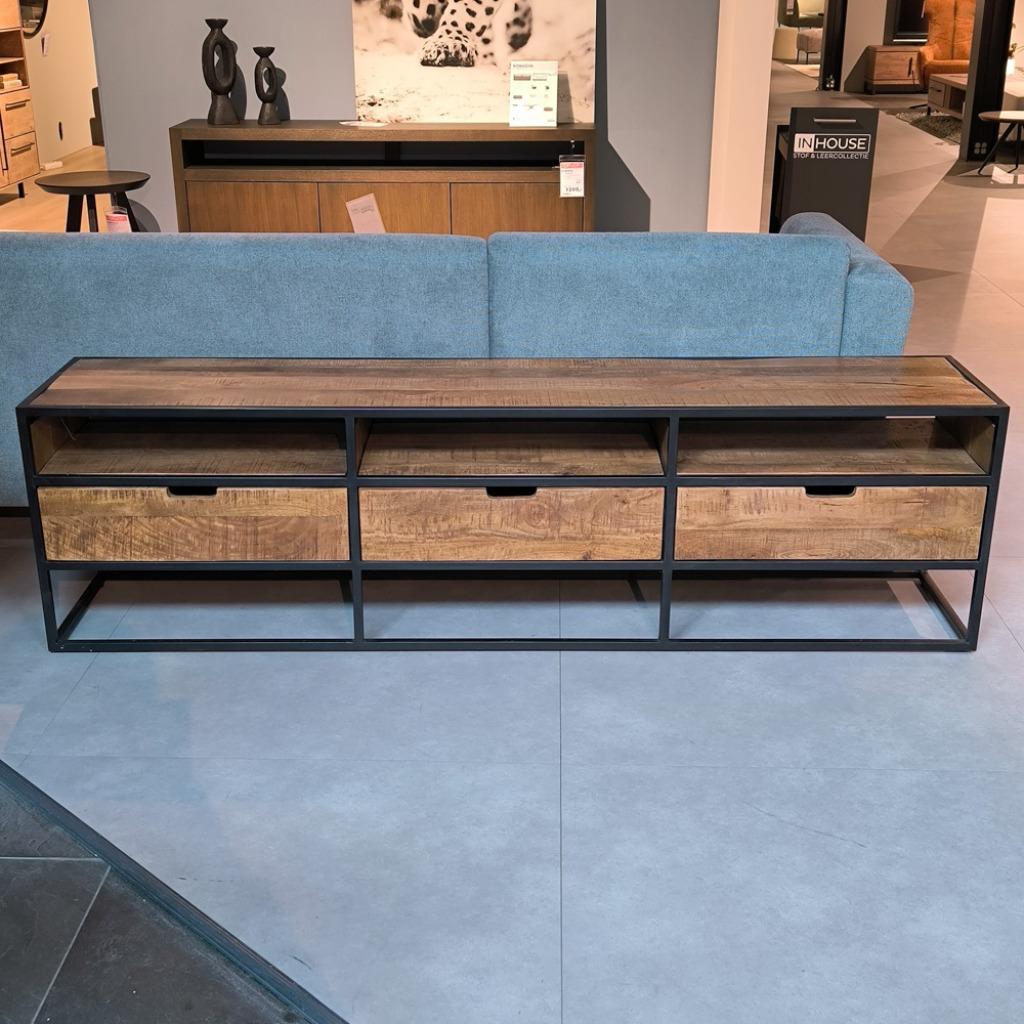 NIEUW: Inhouse TV-meubel Mekanti Mangohout, Ophalen, Modern, Urban Jungle, Landelijk, Nieuw, 200 cm of meer