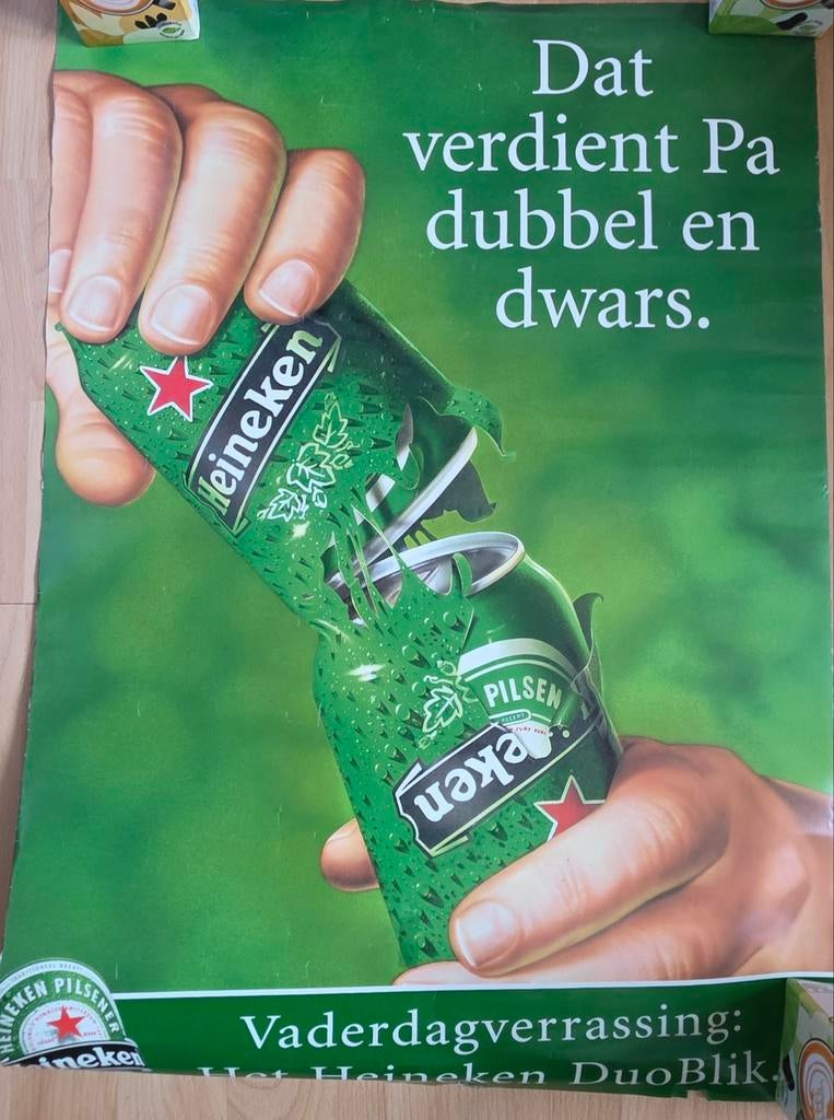 Poster Heineken, Verzamelen, Ophalen of Verzenden, Zo goed als nieuw, Reclamebord, Plaat of Schild, Heineken