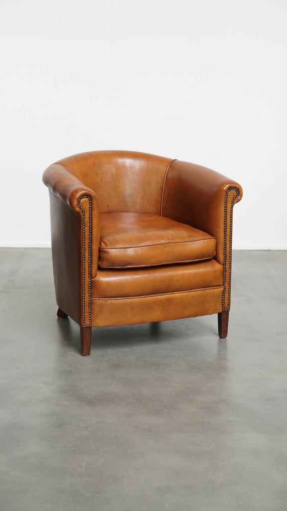 In goede staat verkerende schapenleren clubfauteuil, Ophalen, Gebruikt, ., Minder dan 75 cm