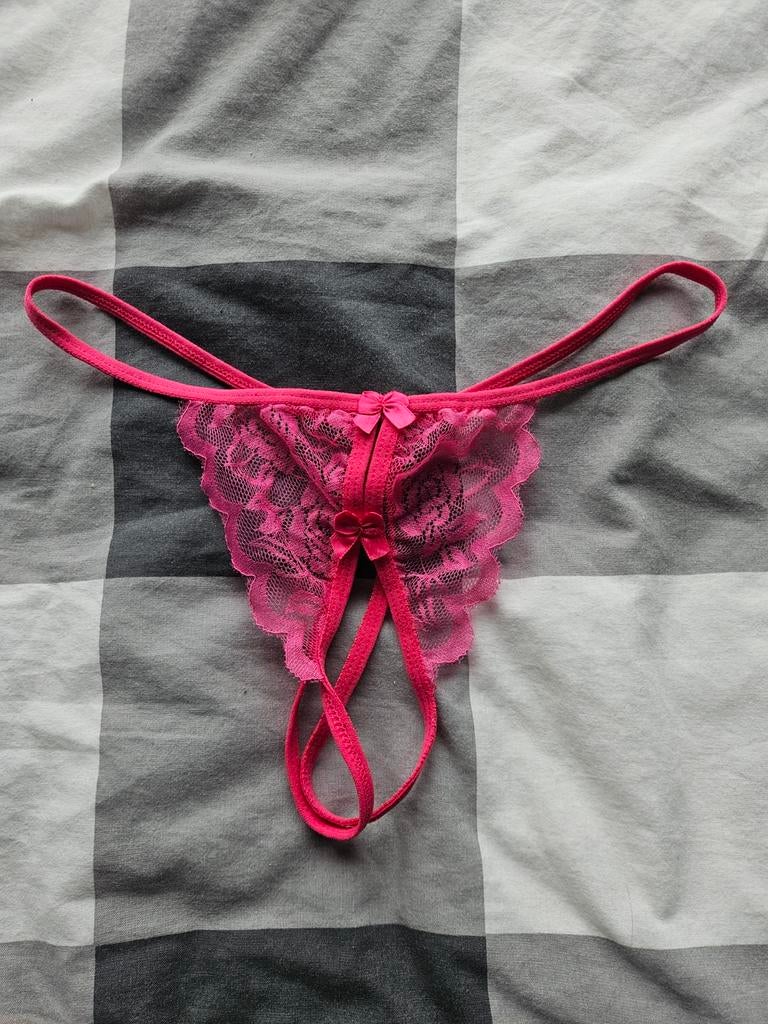Roze Crotchless String met Kant, Onbekend, Verzenden, Roze, String