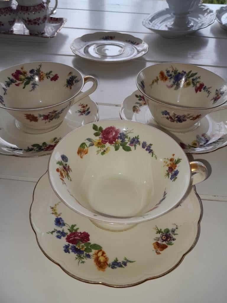 Bavaria 3 thee kop en schotels met lief bloemmotief, Ophalen of Verzenden